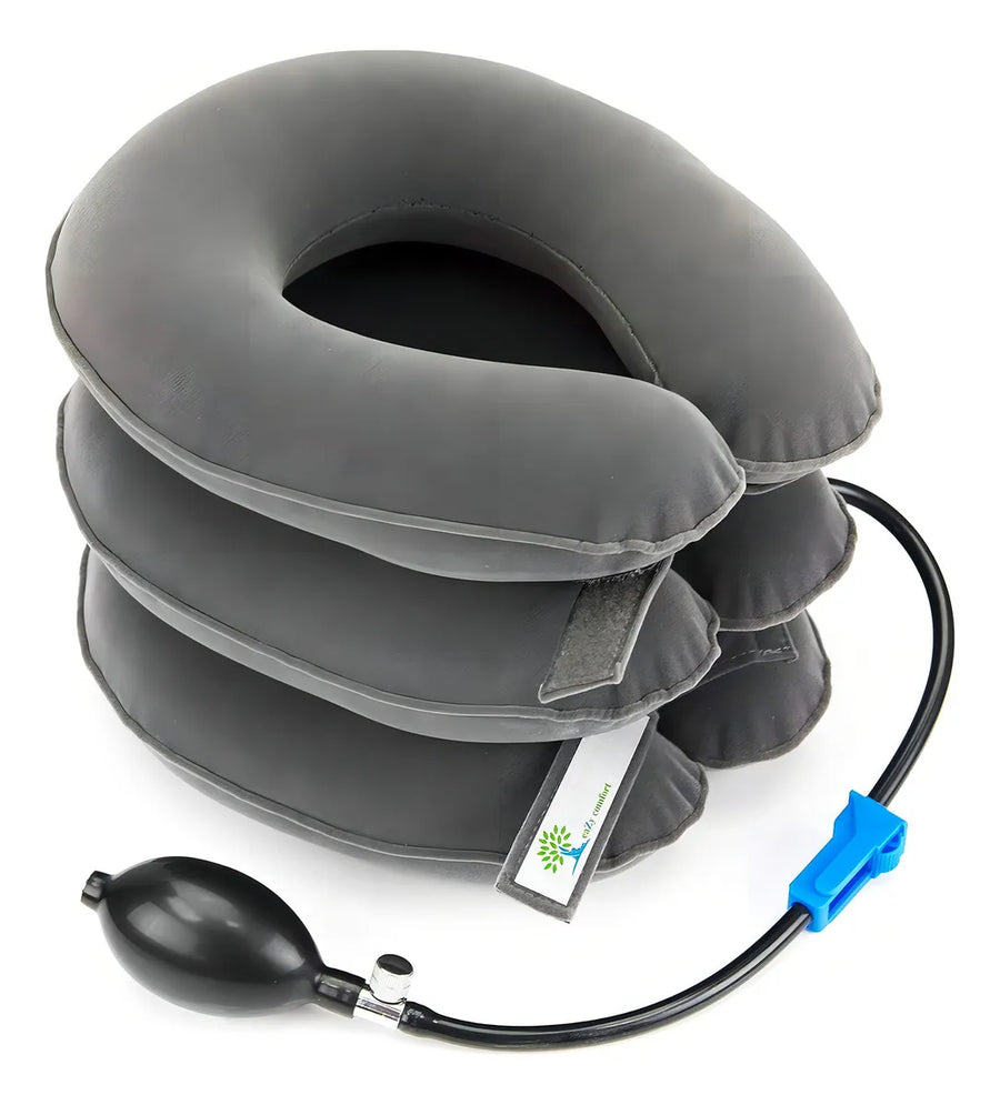Almohada cervical inflable portátil Stratos - en uso