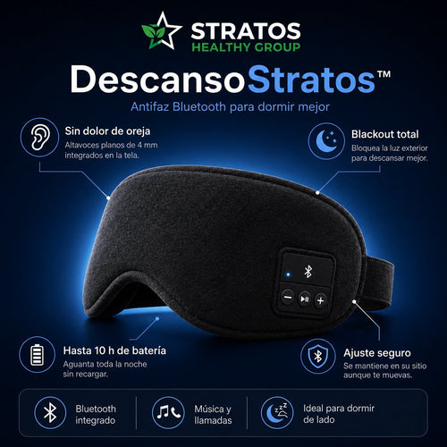 DescansoStratos - sin dolor de oreja, blackout total, batería de larga duración, ajuste seguro